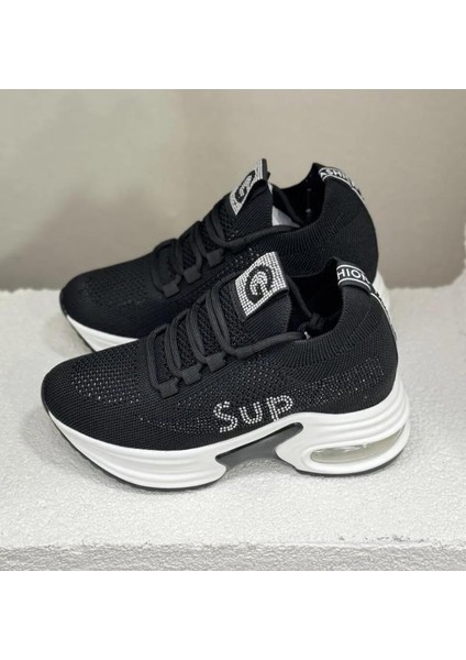 Guja 24Y300-3 Kadın Gizli Dolgu Yüksek Air Tabanlı Örme Sneaker Spor Taşlı Ayakkabı