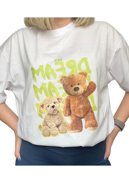 Teddy Baskılı Oversize Unisex T-Shirt