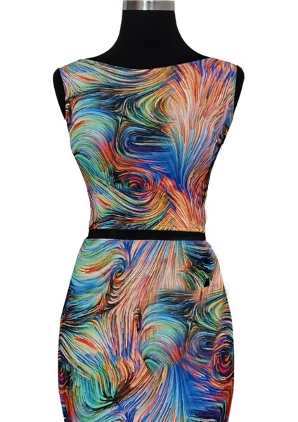 Çift Taraflı Kadın Sırt Dekolteli Desenli Crop Bluz Siyah - Soyut