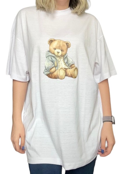 Teddy Baskılı Oversize Unisex T-Shirt