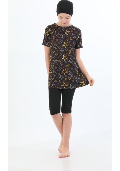 11 12 Yaş Su Tutmaz Itici Özellikli Uzun Kol Tam Kapalı 3 Parça Çocuk Tesettür Mayo Taytlı Takım fiyatları