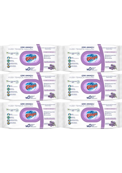 Clean Yüzey Temizlik Havlusu 96 Yaprak Lavanta Kokulu Plastik Kapaklı (6 Lı Set) 576 Yaprak