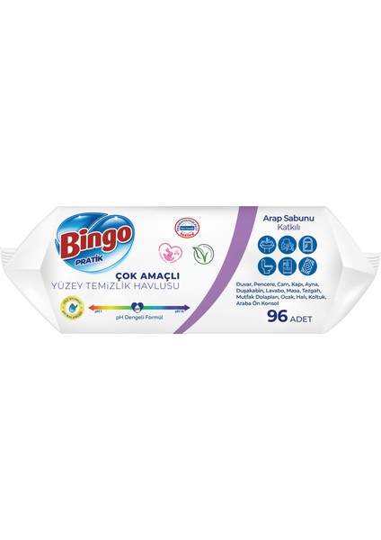 Clean Yüzey Temizlik Havlusu 96 Yaprak Lavanta Kokulu Plastik Kapaklı (5 Li Set) 480 Yaprak