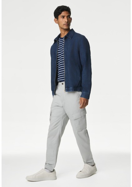 Saf Pamuklu Tapered Fit Kargo Pantolon fiyatları