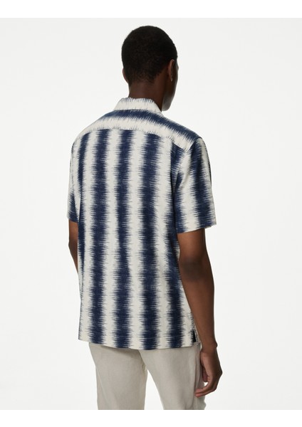 Regular Fit Kısa Kollu Keten Gömlek