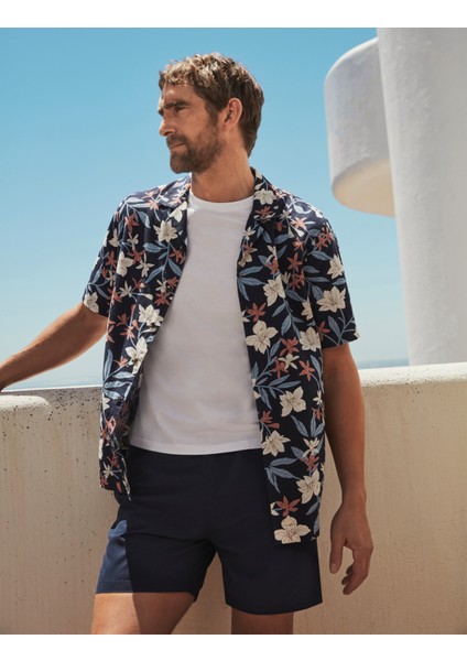 Regular Fit Kısa Kollu Keten Gömlek