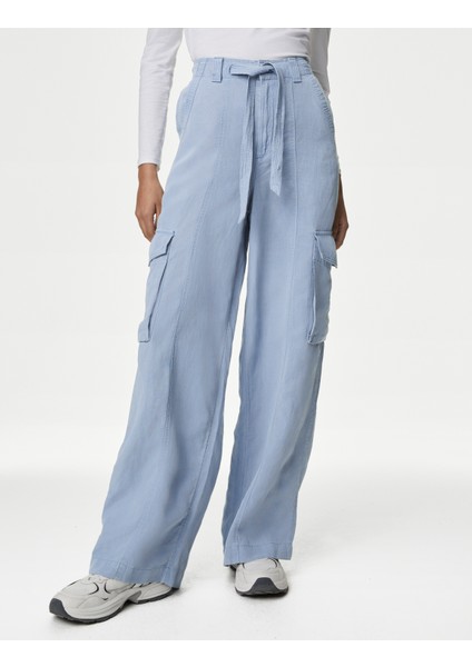 Marks & Spencer Wide Leg Keten Kargo Pantolon