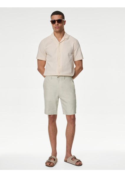 Marks & Spencer Regular Fit Keten Chino Şort