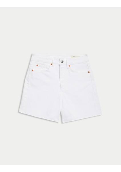 Yüksek Bel Denim Mom Şort