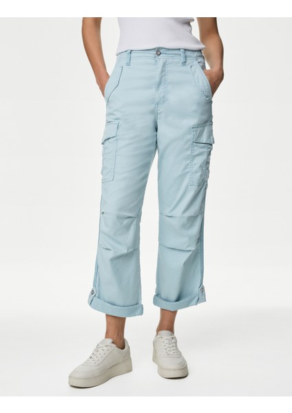 Lyocell™ Straight Leg Crop Kargo Pantolon fiyatları