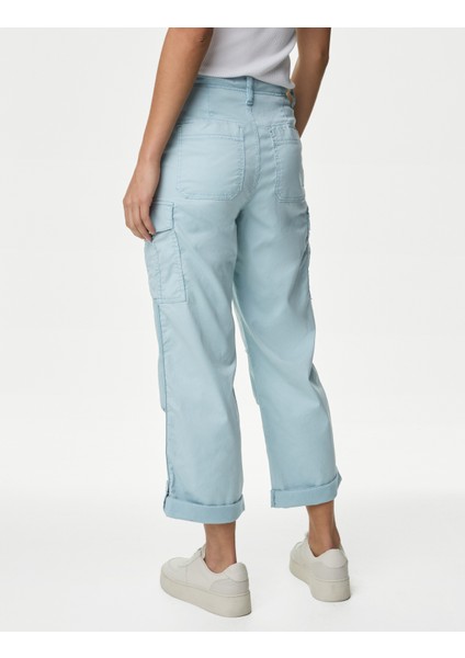 Lyocell™ Straight Leg Crop Kargo Pantolon fırsatları