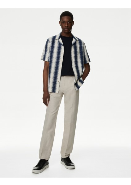 Regular Fit Kısa Kollu Keten Gömlek