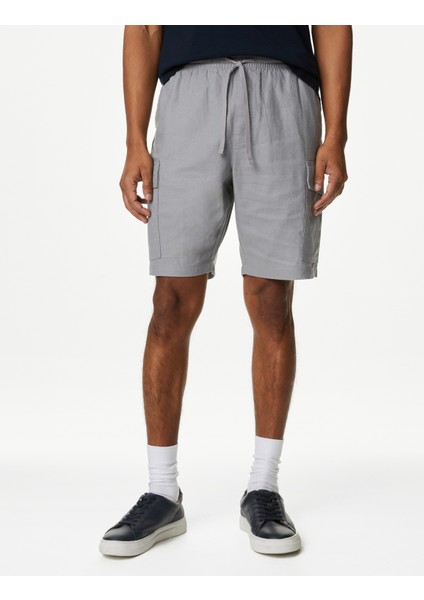 Regular Fit Utility Keten Şort fiyatları