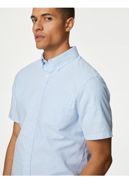 Saf Pamuklu Kısa Kollu Oxford Gömlek modelleri