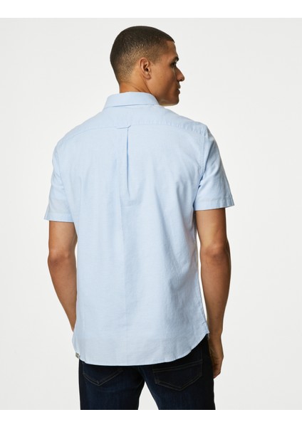 Saf Pamuklu Kısa Kollu Oxford Gömlek fırsatları