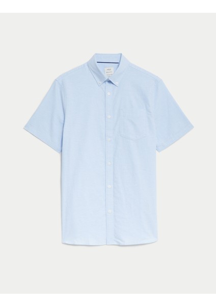 Saf Pamuklu Kısa Kollu Oxford Gömlek indirimleri