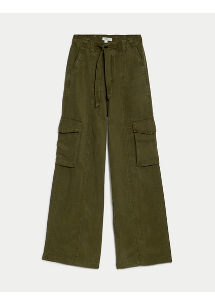 Wide Leg Keten Kargo Pantolon indirimleri
