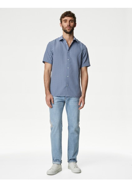 Regular Fit Kısa Kollu Desenli Gömlek