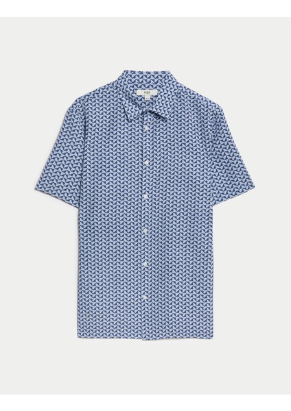 Regular Fit Kısa Kollu Desenli Gömlek fiyatları