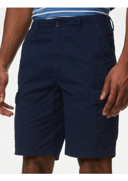 Saf Pamuklu Regular Fit Kargo Şort