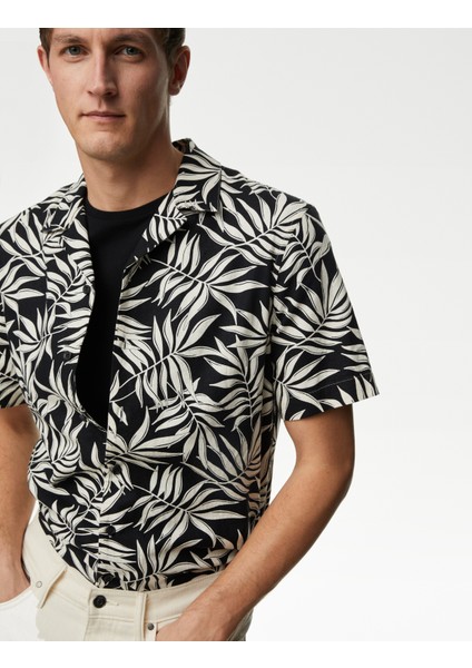 Regular Fit Kısa Kollu Keten Gömlek fiyatları