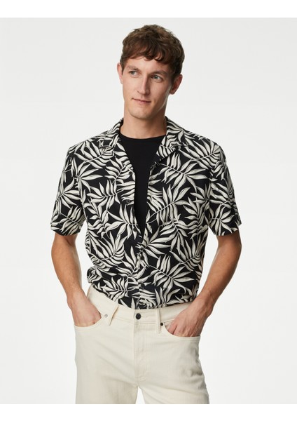 Regular Fit Kısa Kollu Keten Gömlek modelleri