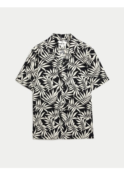 Regular Fit Kısa Kollu Keten Gömlek fırsatları