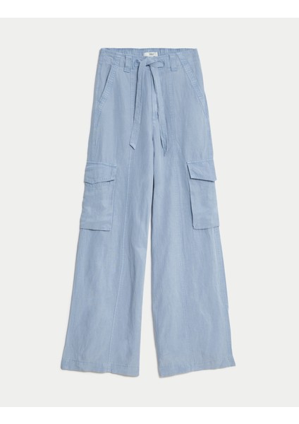 Wide Leg Keten Kargo Pantolon fırsatları