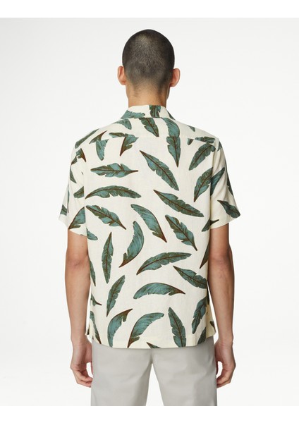 Regular Fit Kısa Kollu Keten Gömlek modelleri