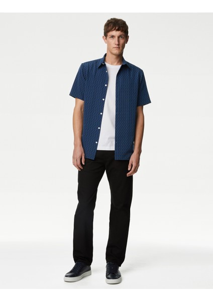 Regular Fit Kısa Kollu Desenli Gömlek