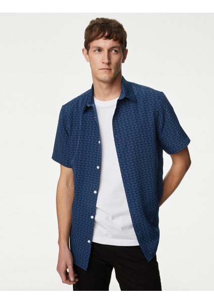 Regular Fit Kısa Kollu Desenli Gömlek fiyatları