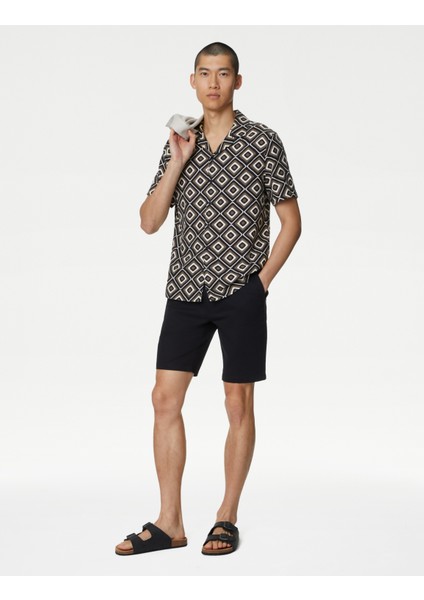 Regular Fit Kısa Kollu Keten Gömlek