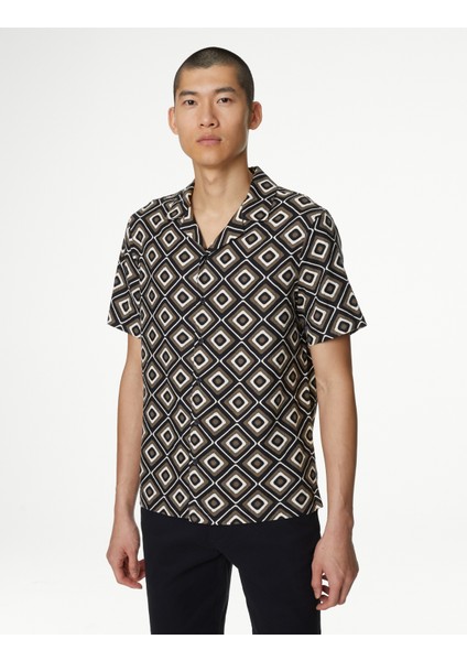 Regular Fit Kısa Kollu Keten Gömlek fiyatları