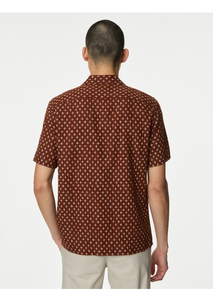 Regular Fit Kısa Kollu Keten Gömlek modelleri