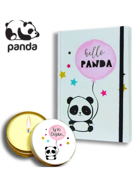 Arkadaşa Hediye Hello Panda Anı Defteri & Sakız Kokulu Panda Mum & Mini Peluş Ayıcık Hediye fiyatları