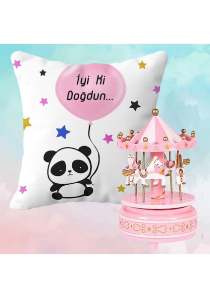 Iyi Ki Doğdun Yastık ve Pembe Atlıkarınca Hareketli Müzik Kutusu Arkadaşa Hediye