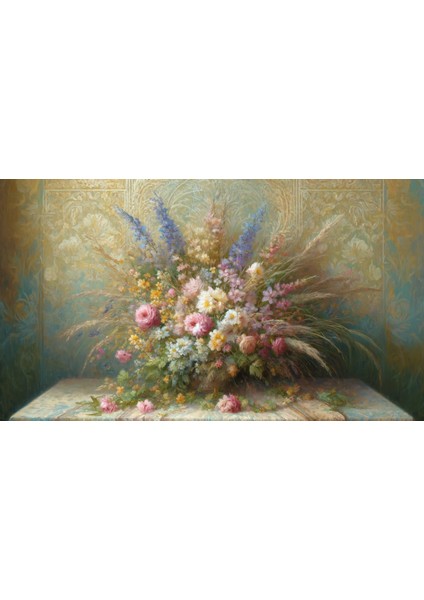 Vintage Çiçek Düzeni Manzaralı Arkaplan 200 x 150 cm Fon Duvar Örtüsü