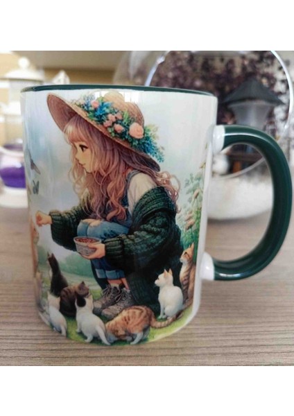 Kedikız Vintage Baskı Büyük Boy Kupa modelleri