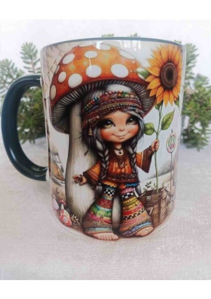 Peace Vintage Baskı Büyük Boy Kupa