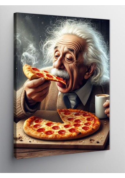 Kanvas Tablo Pizza Yiyen Albert Einstein