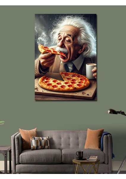 Kanvas Tablo Pizza Yiyen Albert Einstein