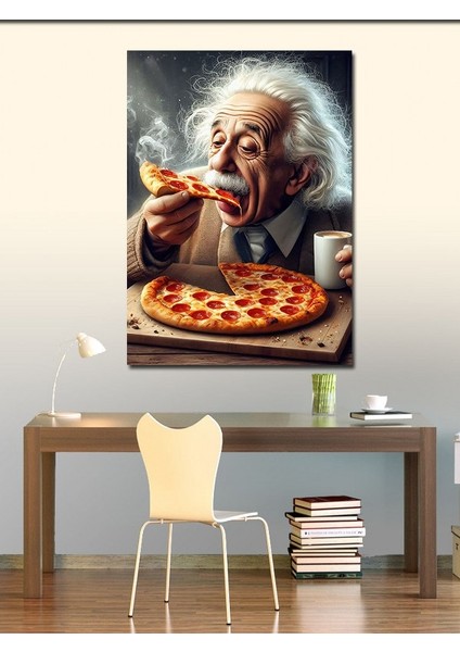 Kanvas Tablo Pizza Yiyen Albert Einstein