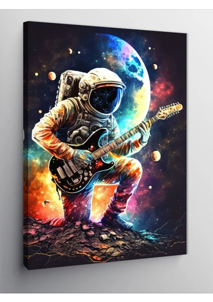 Kanvas Tablo Uzayda Gitar Çalan Astronot