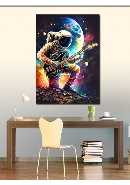 Kanvas Tablo Uzayda Gitar Çalan Astronot