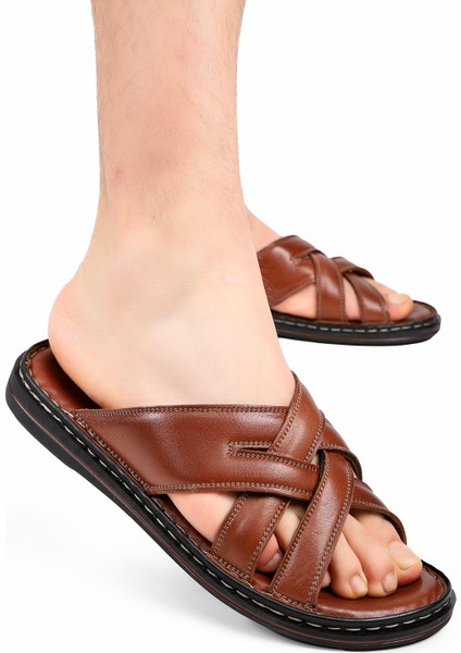 Melentias Deri Erkek Terliği, Deri Terlik, Ortopedik Taban Terlik, Deri Terlik indirimleri