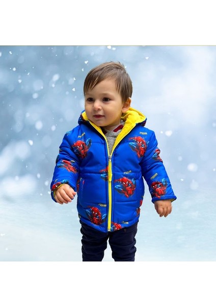 Şişme Unisex Çocuk Montu Içi Polarlı Kalın Su Geçirmez Kapüşonlu Baskılı Kışlık Şişme Mont fiyatları