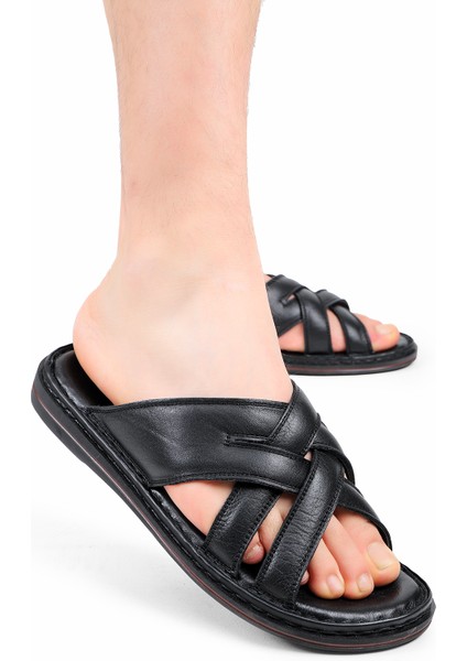 Melentias Deri Erkek Terliği, Deri Terlik, Ortopedik Taban Terlik, Deri Terlik indirimleri