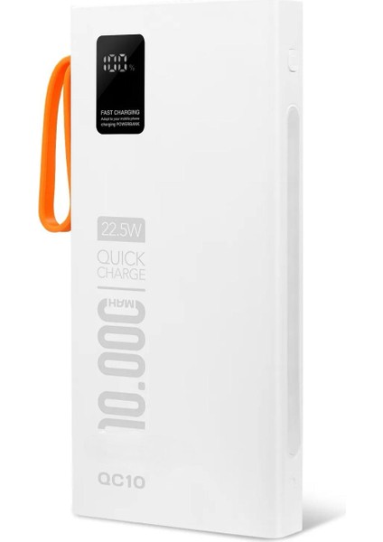 QC10 10.000 Mah Pd 22.5W Dahili Kablolu Hızlı Şarj LED Fener Powerbank