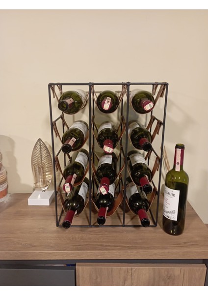 Wine Rack Drink Stand 12 Li Şaraplık Dekoratif Metal Şaraplık Standı