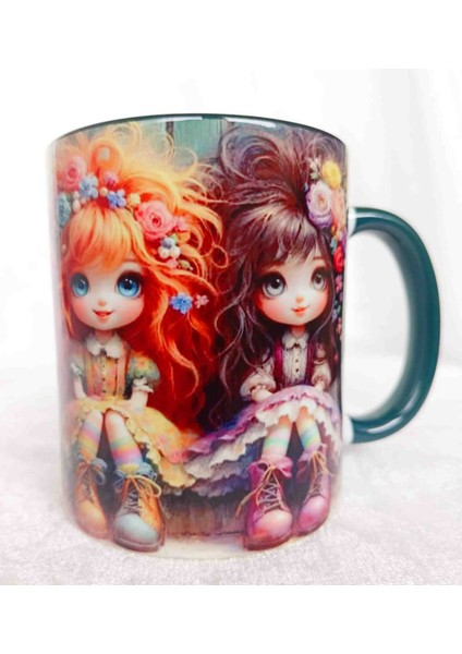 Mugs And Love Sevimli Minikler Vintage Baskı Büyük Boy Kupa